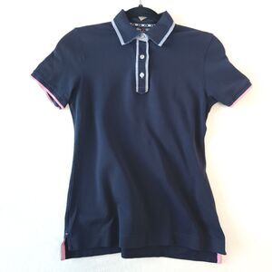 Brooks Brothers Shirt Women's XS ProSport Navy Polo Preppy Short Sleeve Top
